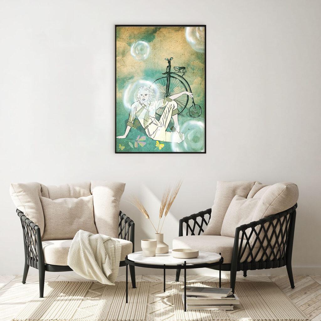 אישה עם אופניים הדמיה