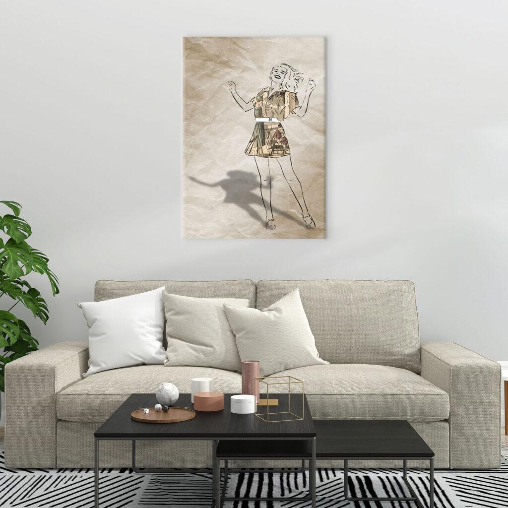 האישה השמחה על רקע נייר_הדמיה