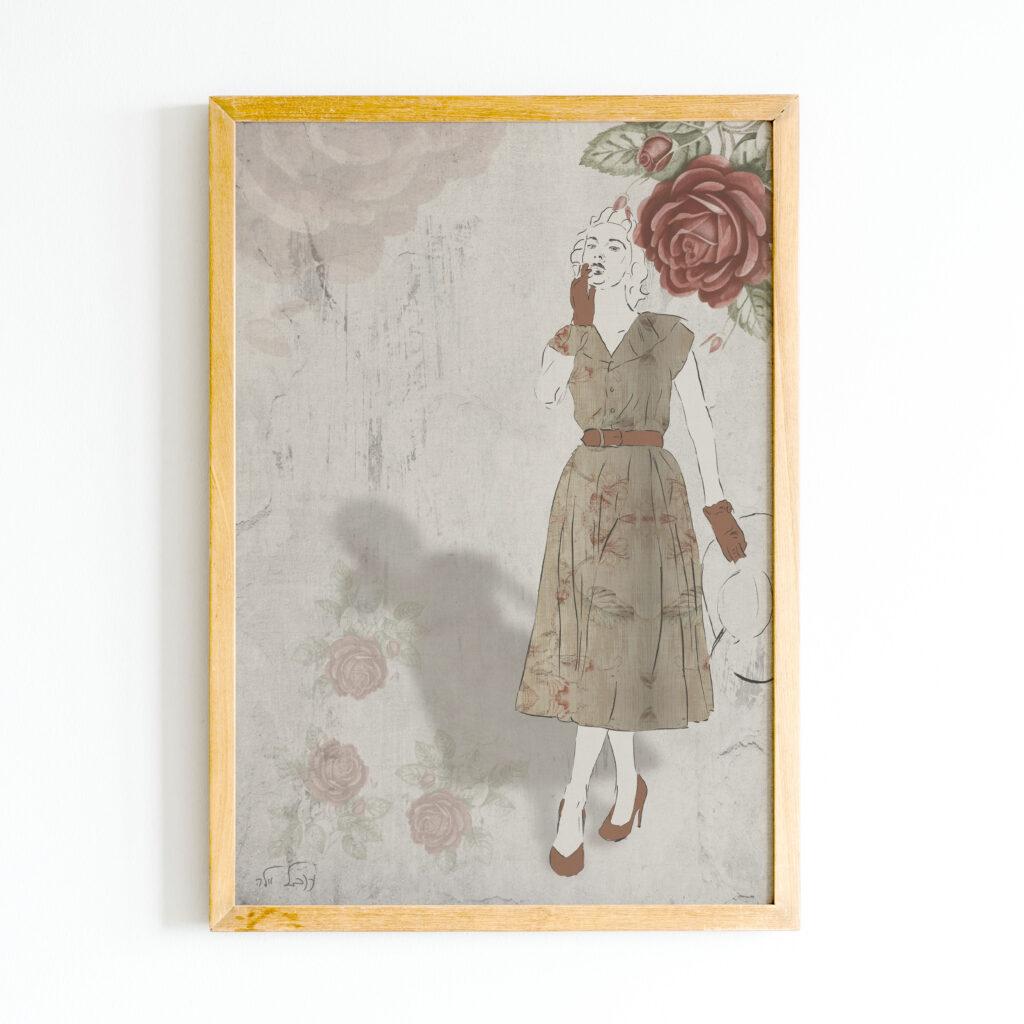 אישה ופרח אדום