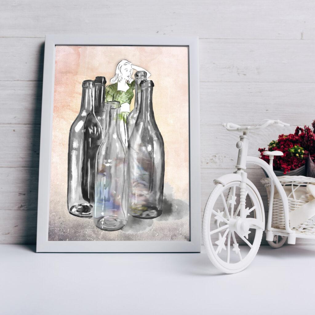 אישה בקבוקים ואופניים