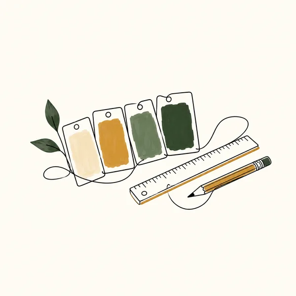 Doodle of color swatches with a ruler and pencil