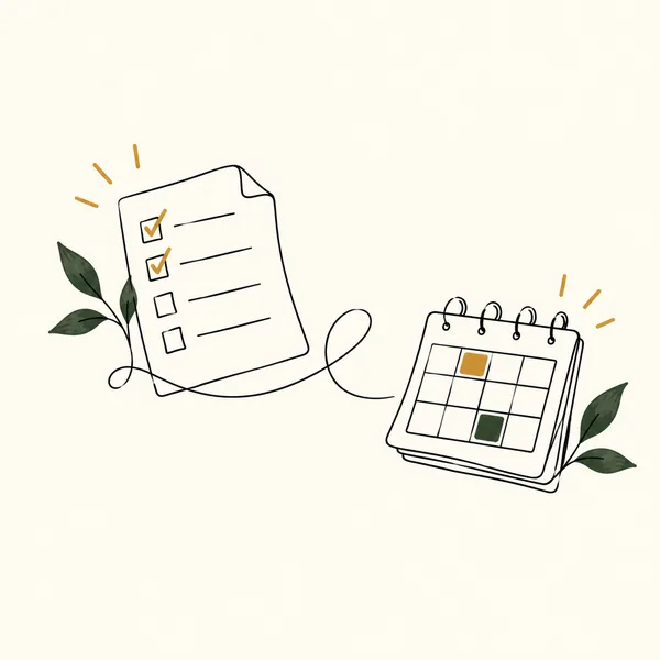 Doodle of a checklist turning into a calendar